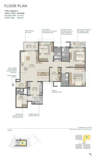 Brigade Stellaris 3 BHK Floor Plan